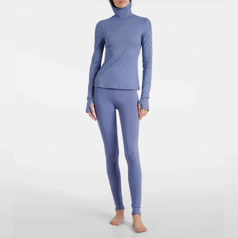 Alo Yoga Alosoft Frontrunner Ribbed-Knit Top Infinity Blue Size XS/TP